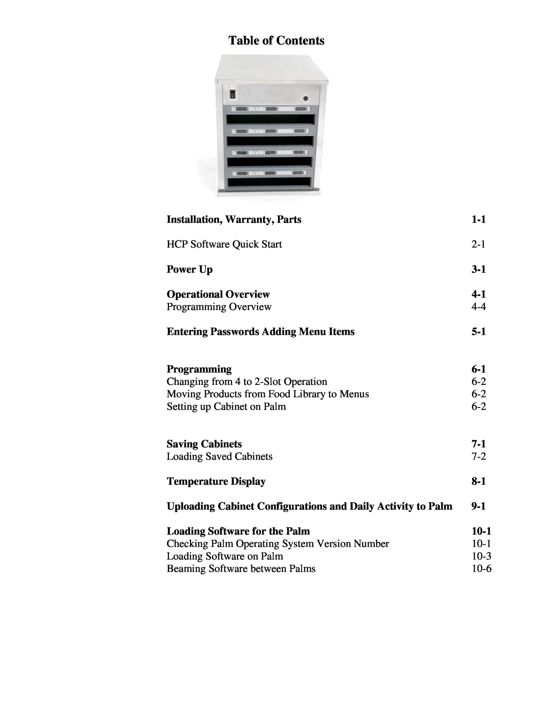 Frymaster HCP operation manual Table of Contents 