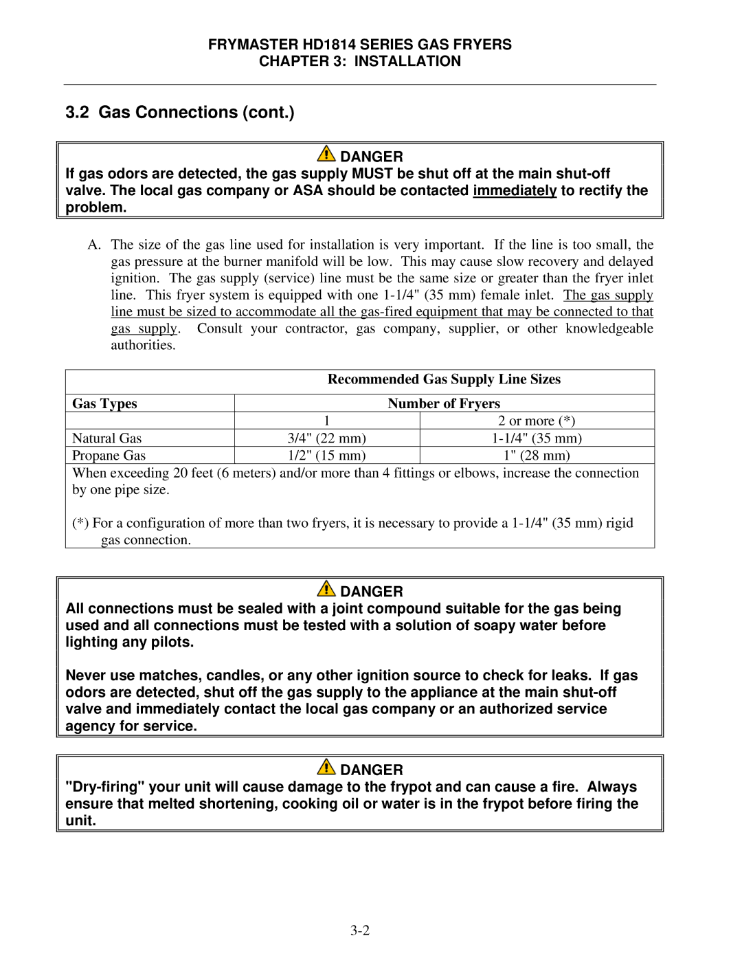 Frymaster HD1814G, HD21814G, HD21814150G operation manual Frymaster HD1814 Series GAS Fryers Installation 