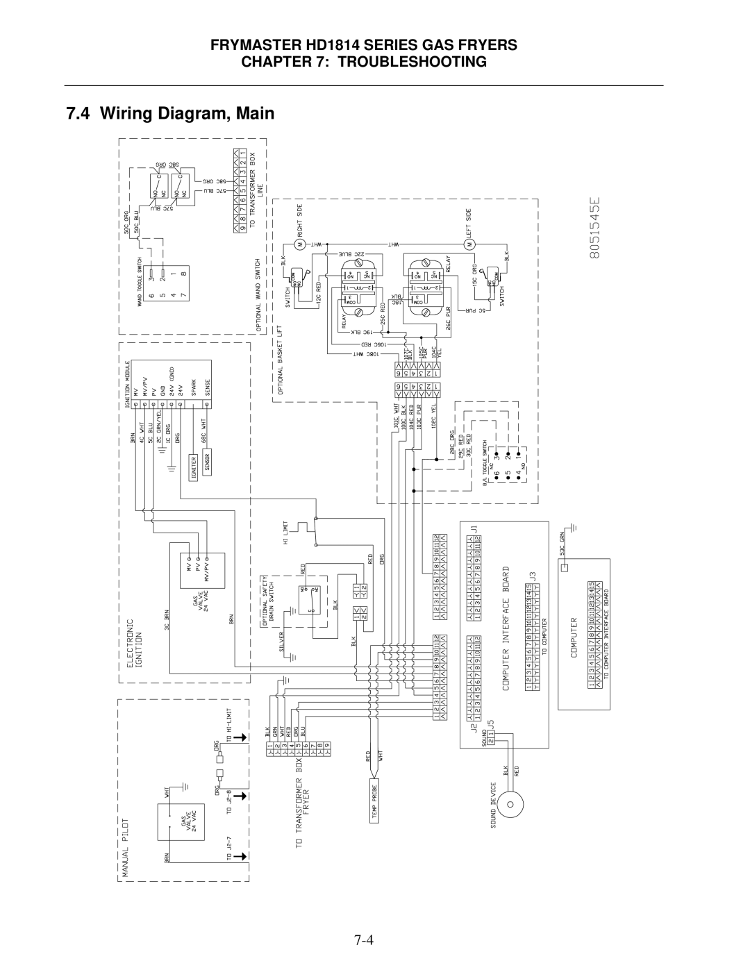 Frymaster HD1814G, HD21814G, HD21814150G operation manual Wiring Diagram, Main 