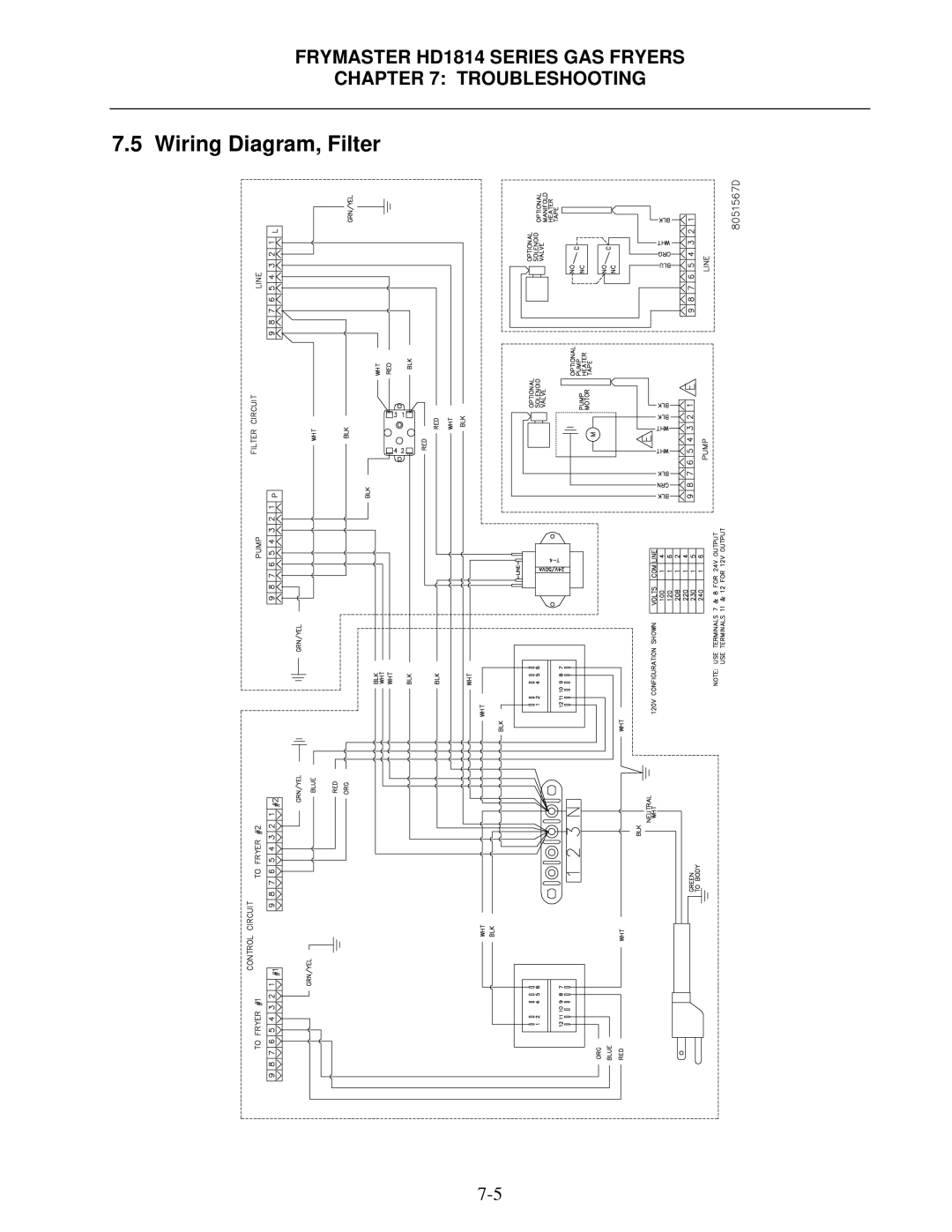 Frymaster HD21814150G, HD21814G, HD1814G operation manual Wiring Diagram, Filter 