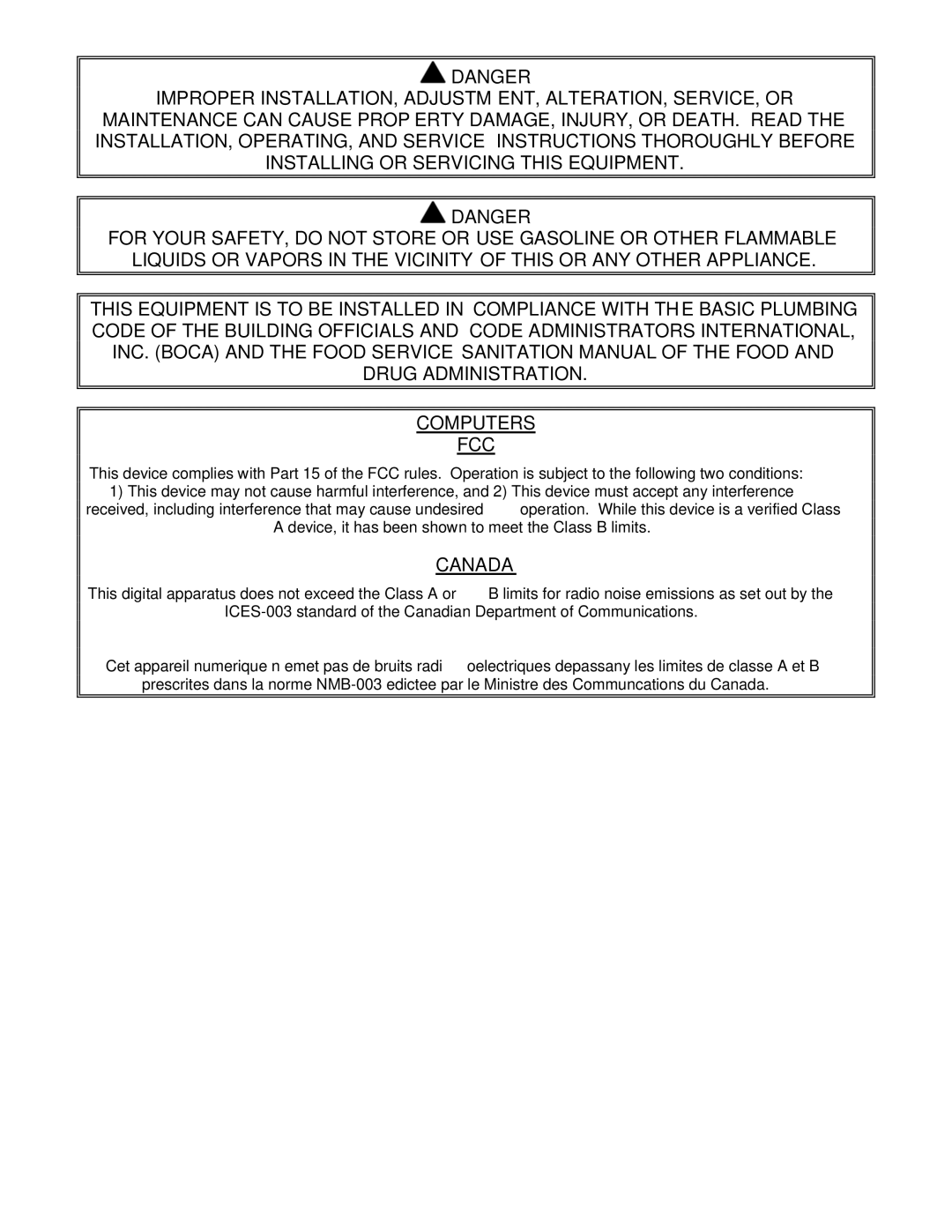 Frymaster II operation manual Canada 