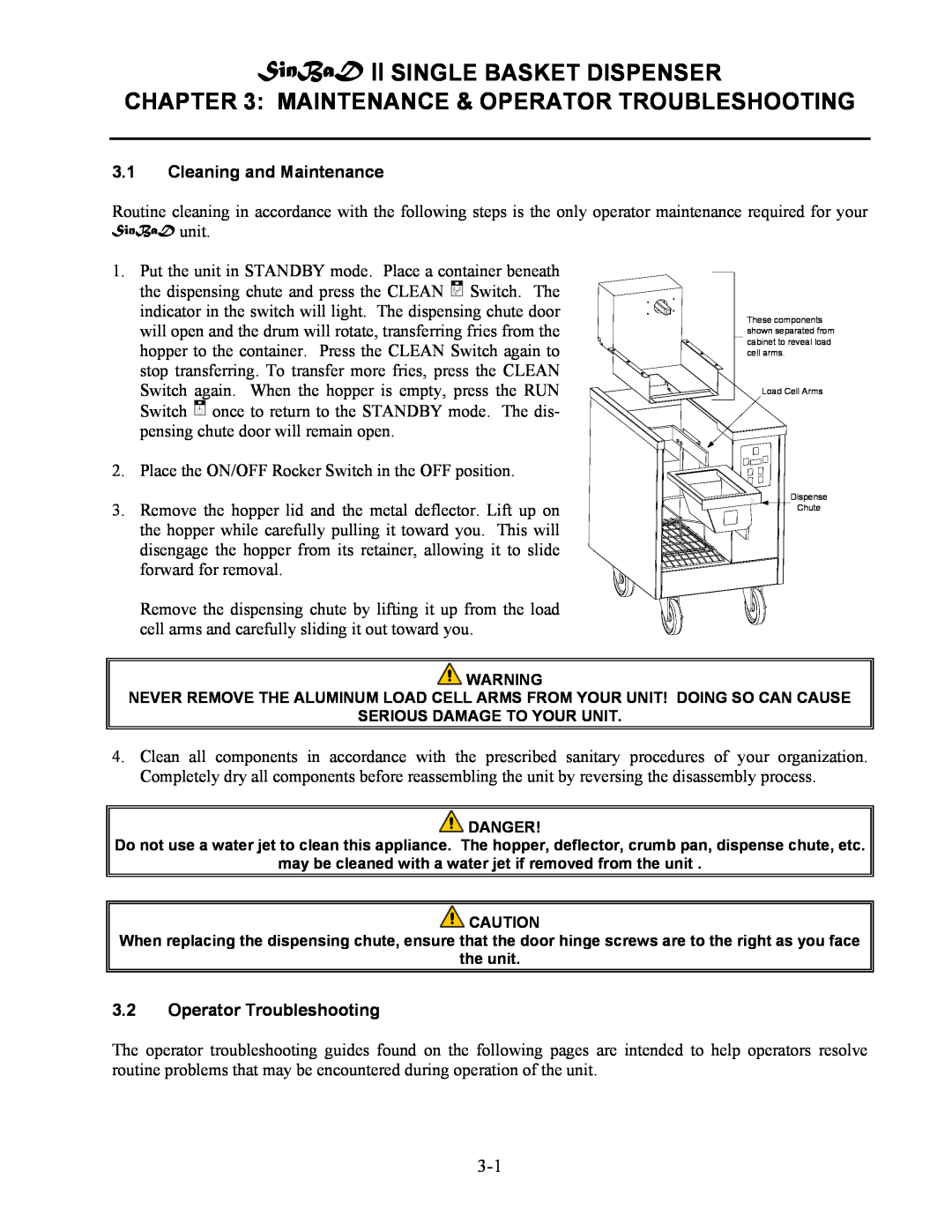Frymaster Maintenance & Operator Troubleshooting, SinBaD II SINGLE BASKET DISPENSER, Cleaning and Maintenance 