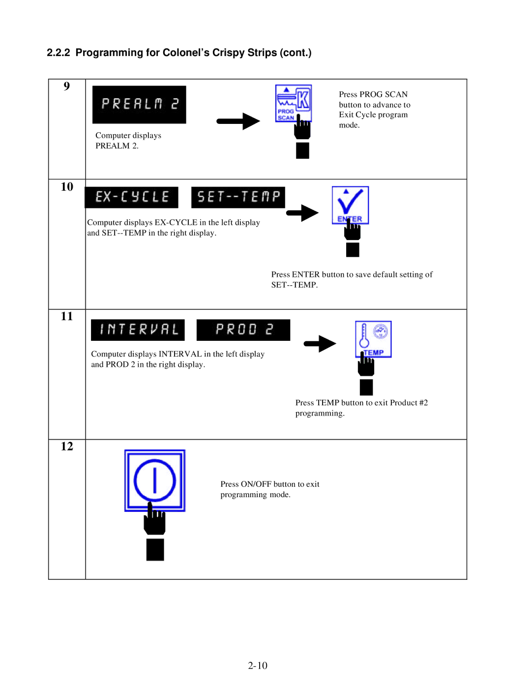 Frymaster KFC-1 SMS manual Set--Temp 