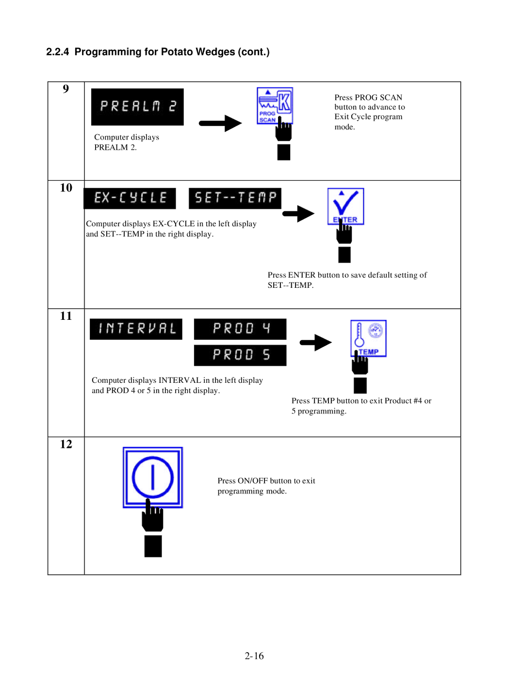 Frymaster KFC-1 SMS manual Set--Temp 