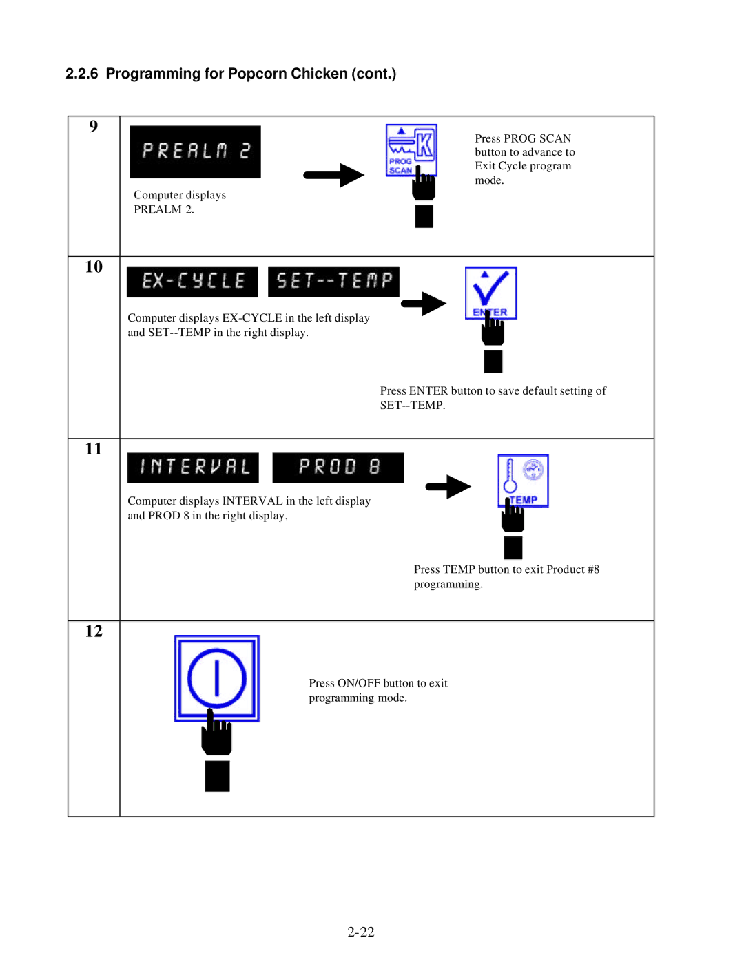 Frymaster KFC-1 SMS manual Set--Temp 