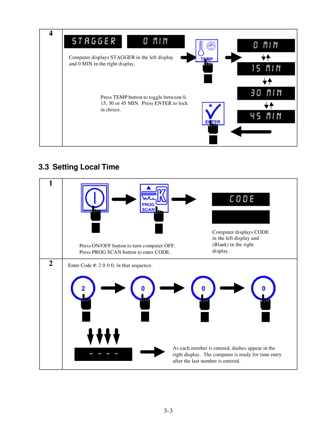 Frymaster KFC-1 SMS manual Setting Local Time 