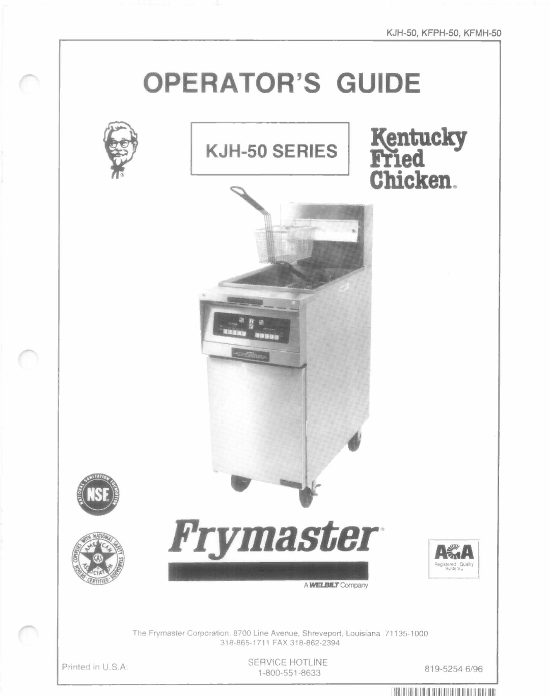 Frymaster KJH-50 SERIES manual 