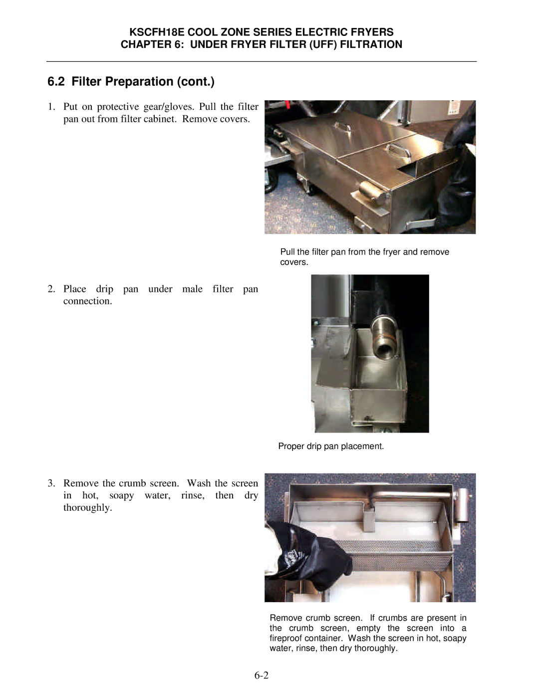 Frymaster KSCFH18E operation manual Place drip pan under male filter pan connection 