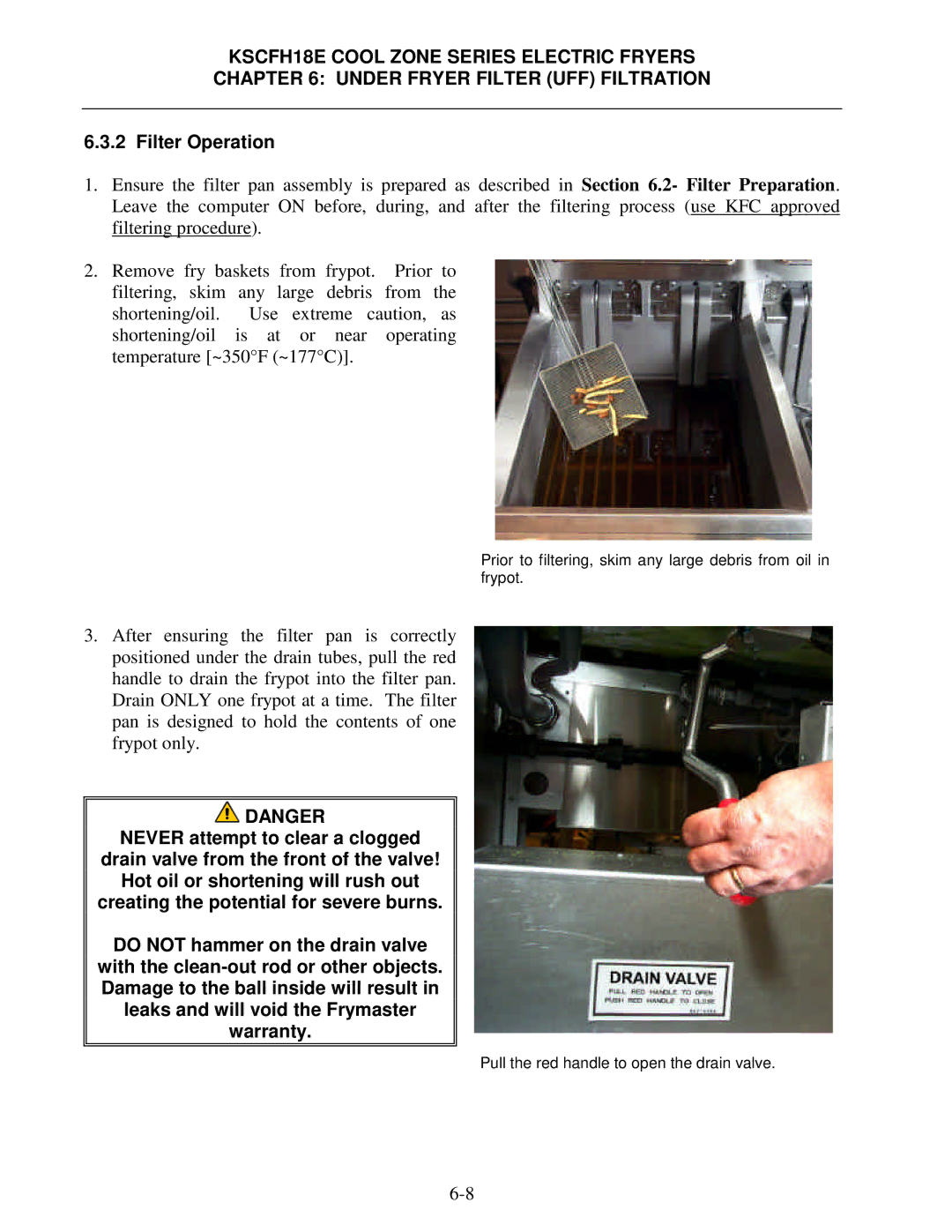 Frymaster KSCFH18E operation manual Filter Operation 