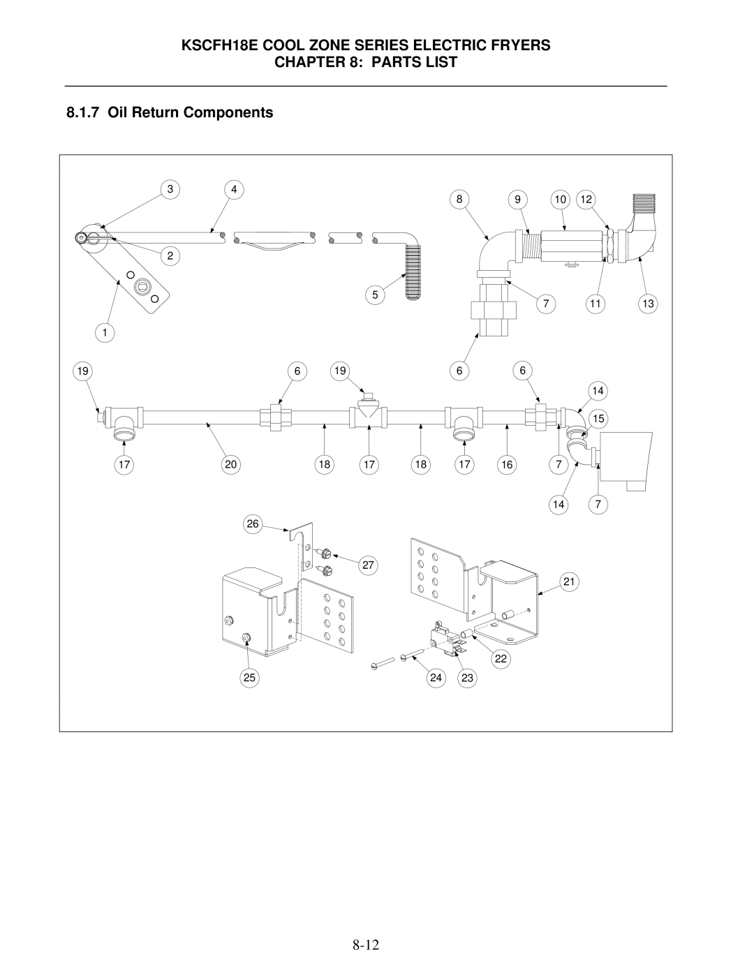 Frymaster KSCFH18E operation manual Oil Return Components 