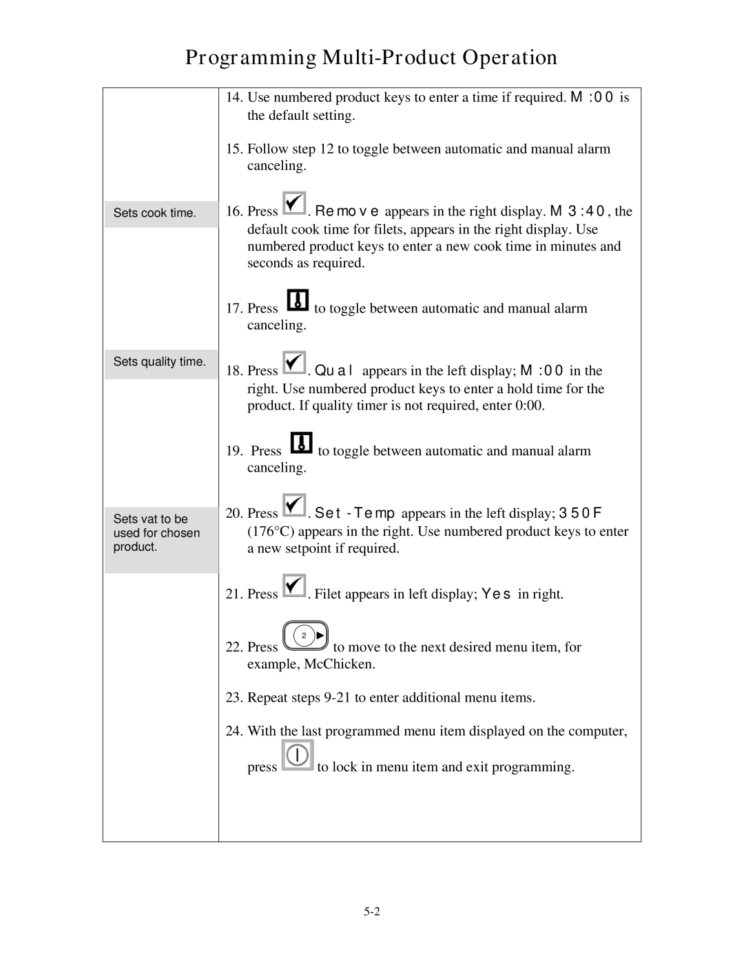 Frymaster M2000 operation manual Programming Multi-Product Operation 