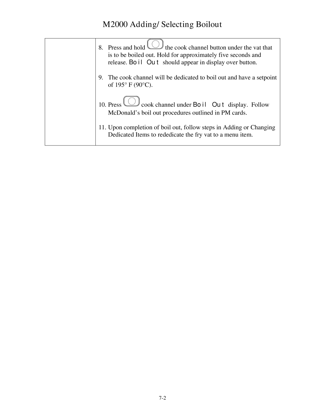 Frymaster operation manual M2000 Adding/ Selecting Boilout 