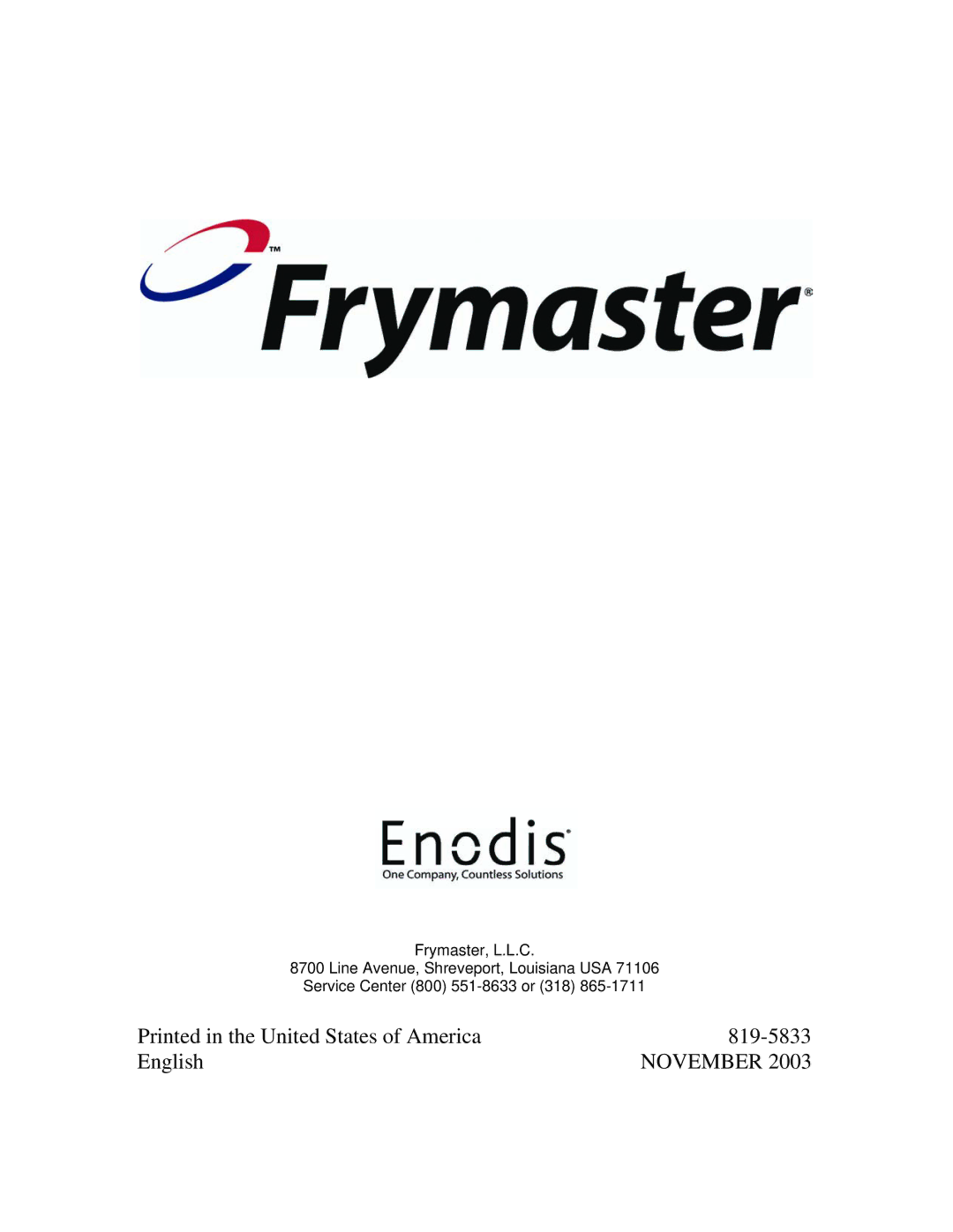 Frymaster M2000 operation manual November 