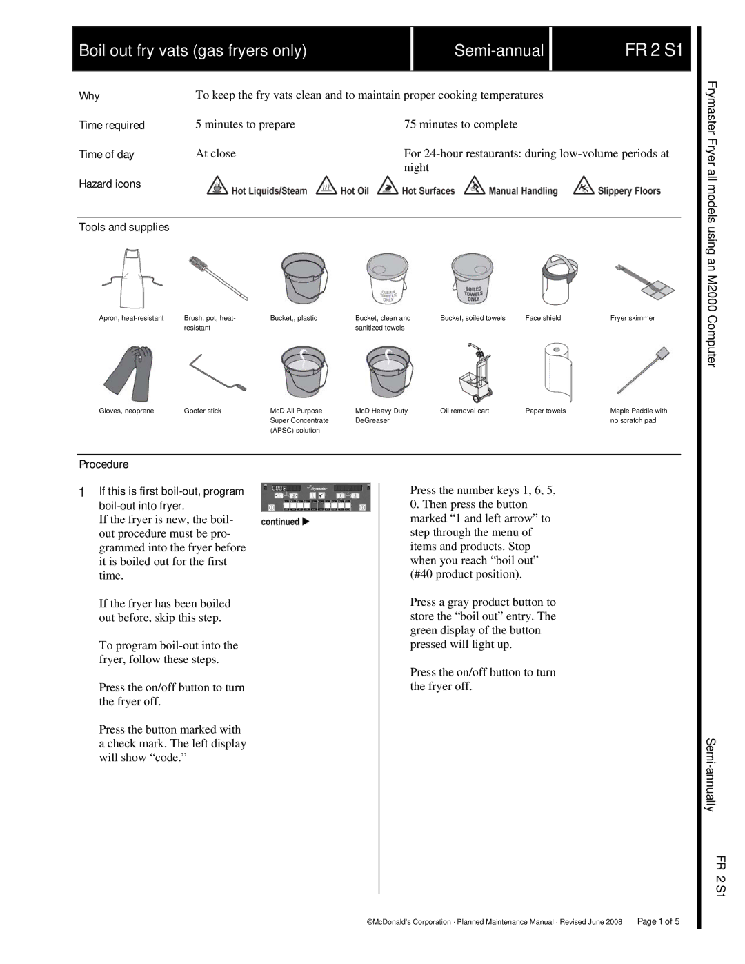 Frymaster M2000 manual FR 2 S1 