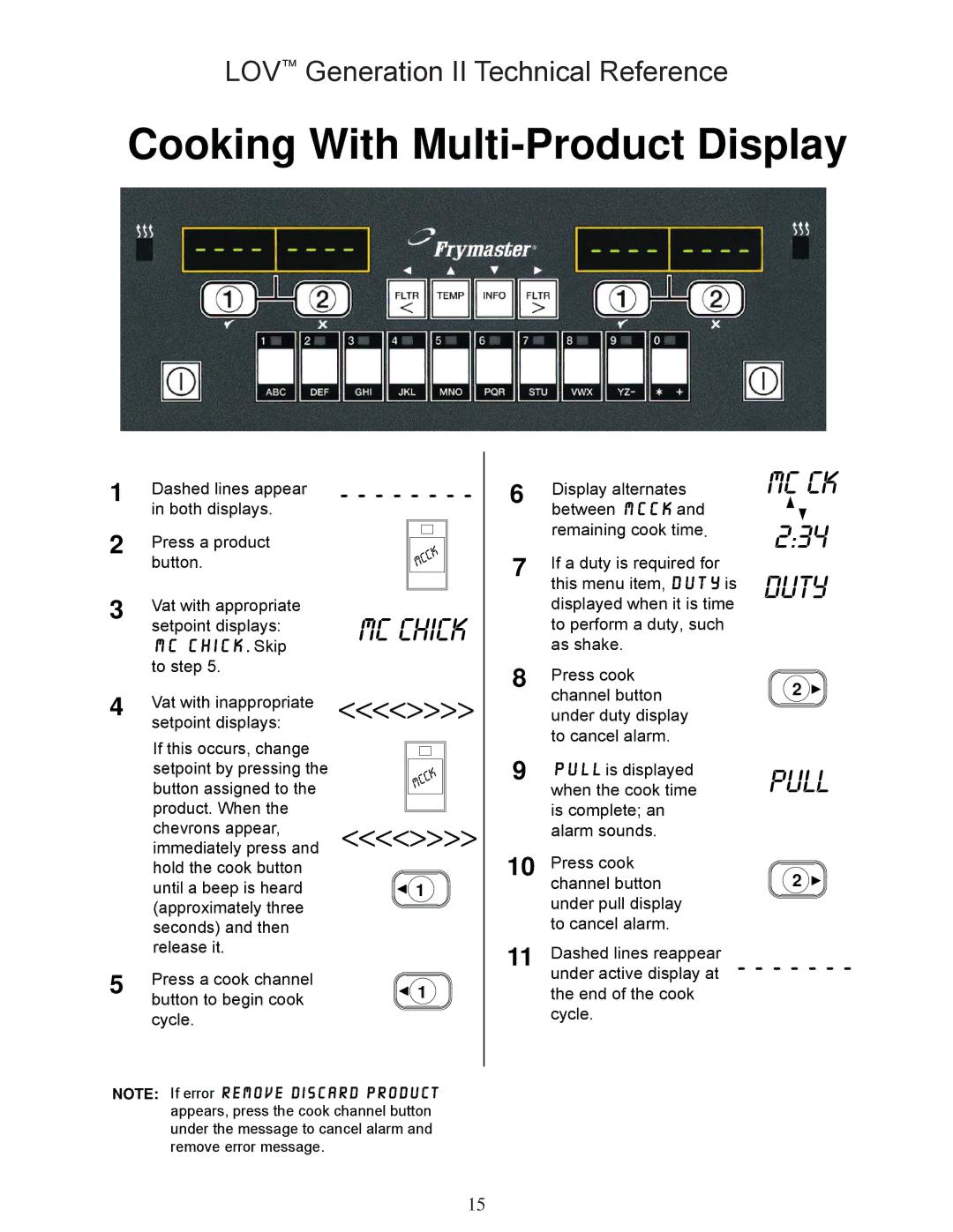 Frymaster M3000 manual Cooking With Multi-Product Display 