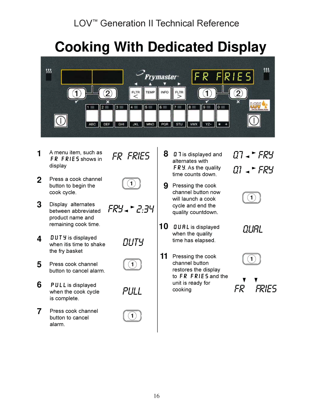 Frymaster M3000 manual Cooking With Dedicated Display 