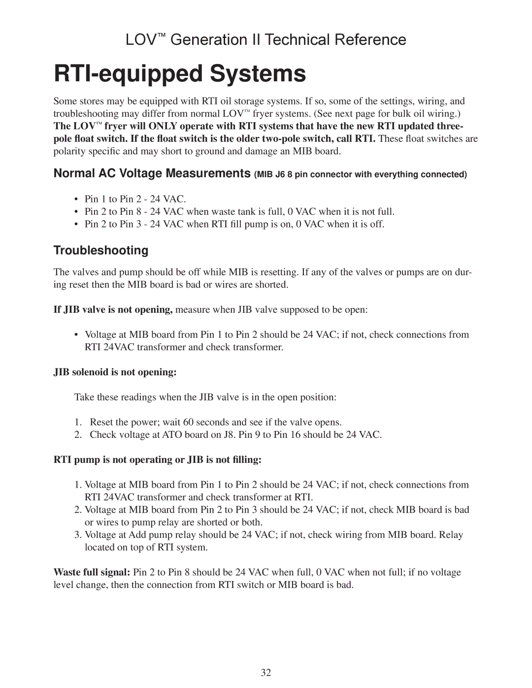 Frymaster M3000 manual RTI-equipped Systems, Troubleshooting 