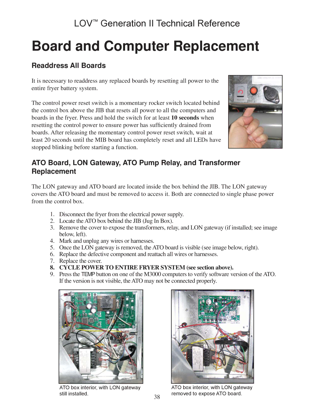 Frymaster M3000 manual Board and Computer Replacement, Readdress All Boards 