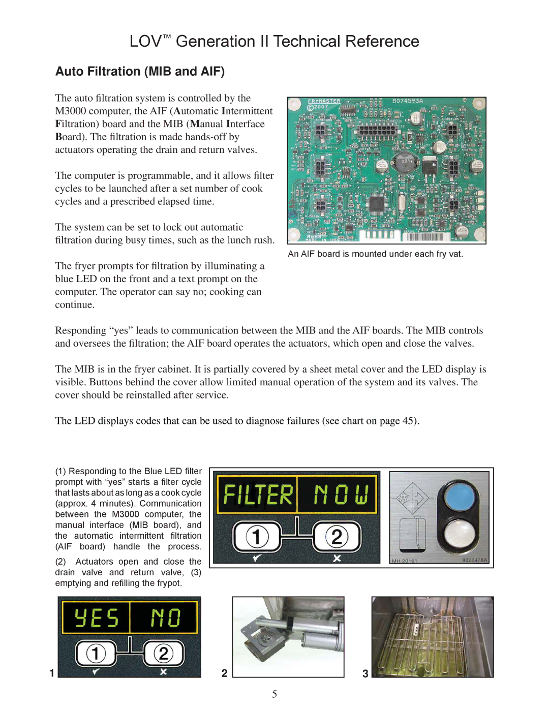 Frymaster M3000 manual Auto Filtration MIB and AIF 