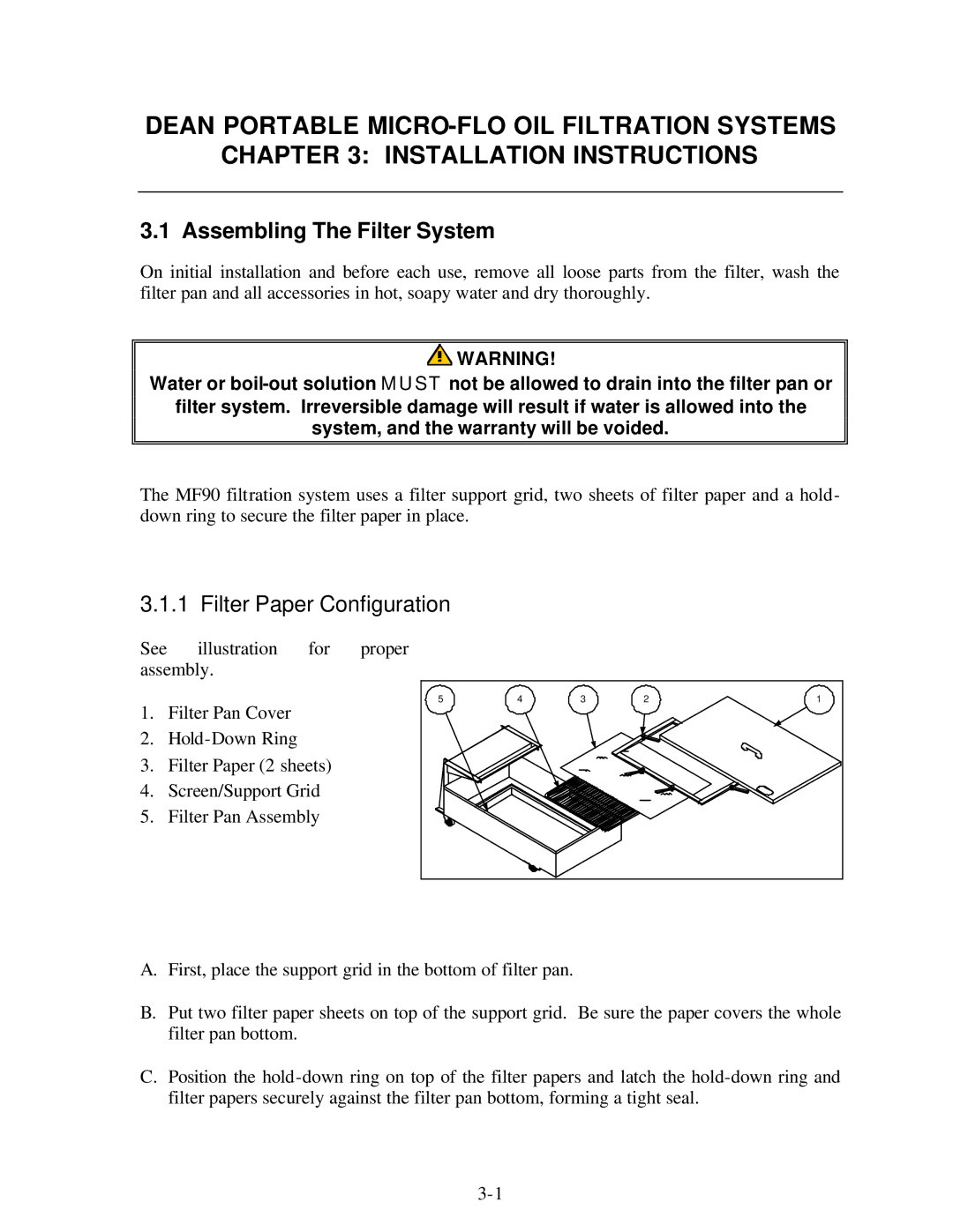 Frymaster MF90 Series manual Assembling The Filter System, Filter Paper Configuration 