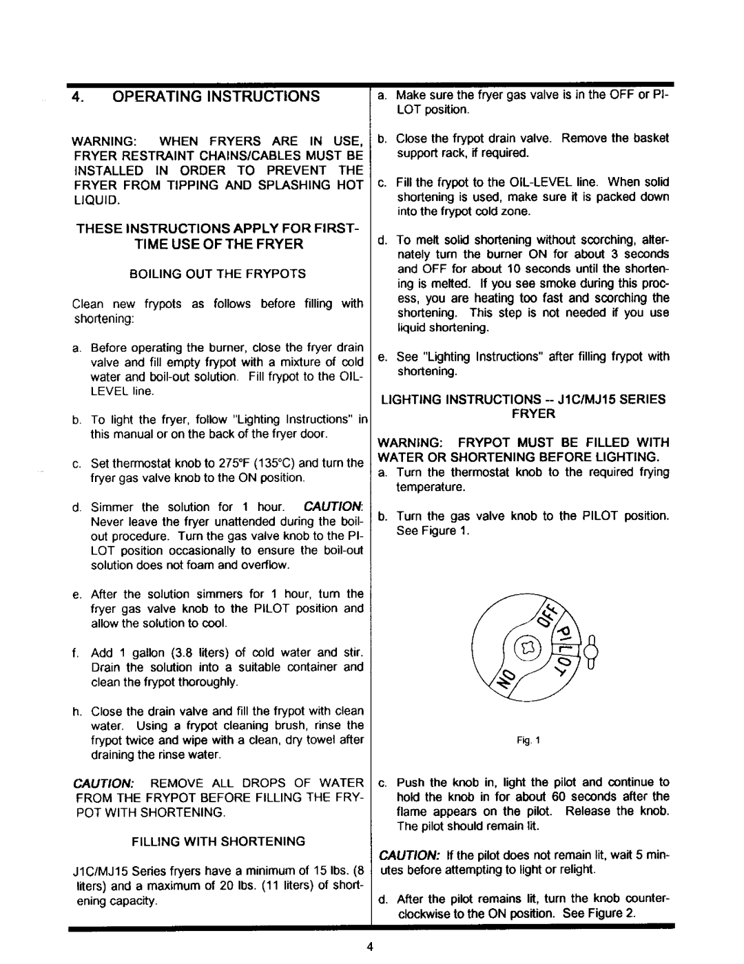Frymaster J1C, MJ15 manual 
