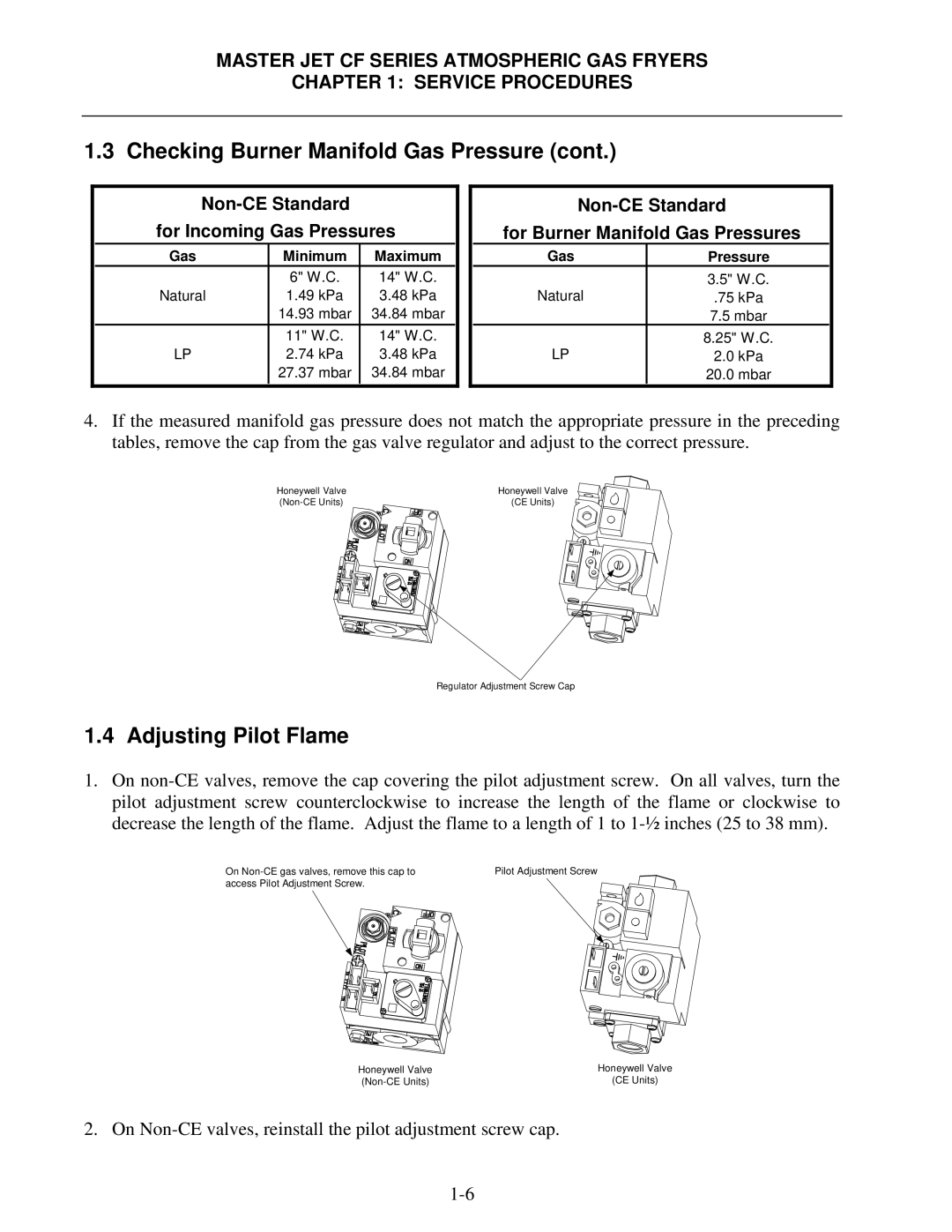 Frymaster MJCFEC, FMCFEC, KJ3FC, J65X, JCFX manual Adjusting Pilot Flame 