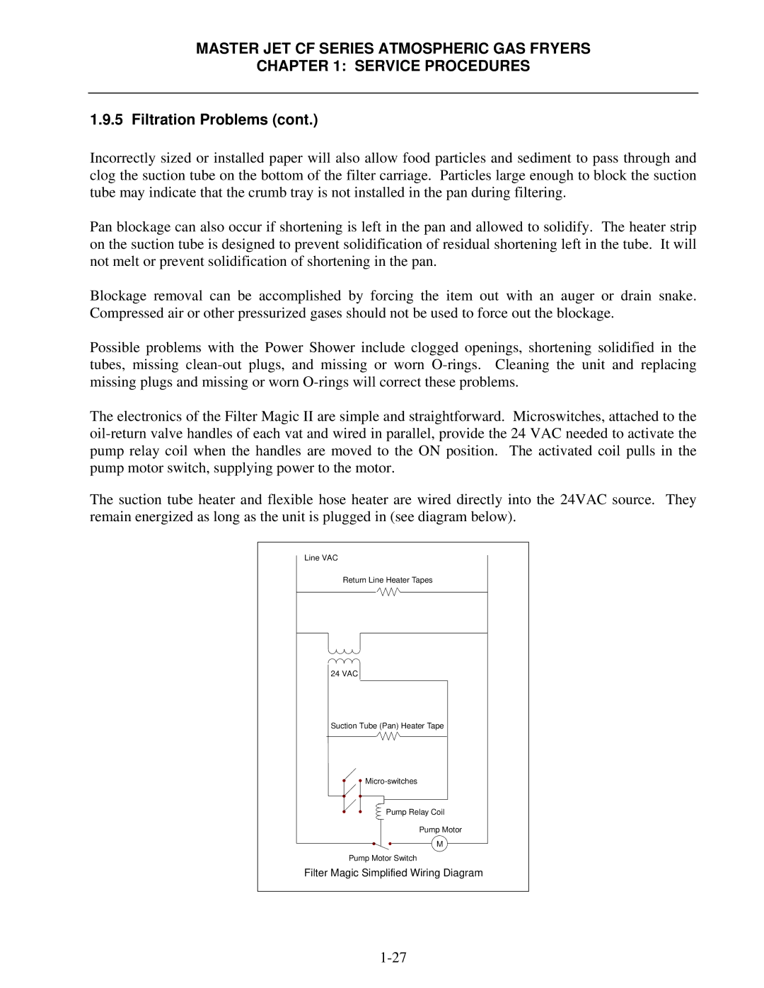 Frymaster KJ3FC, MJCFEC, FMCFEC, J65X, JCFX manual Filter Magic Simplified Wiring Diagram 