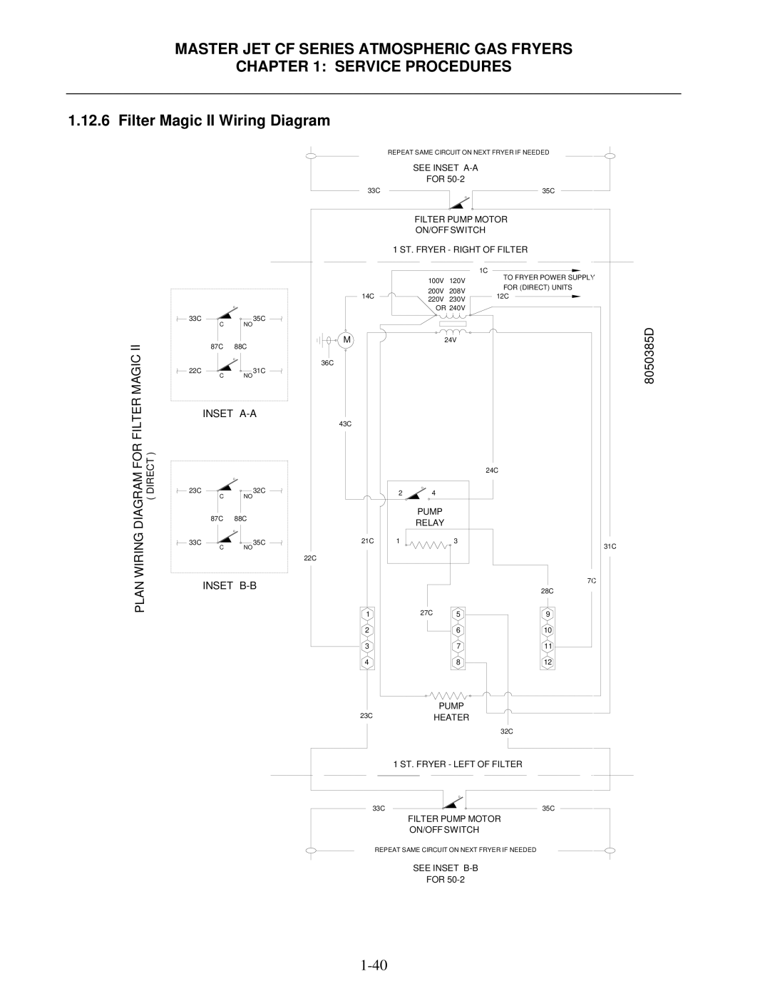 Frymaster MJCFEC, FMCFEC, KJ3FC, J65X, JCFX manual Filter Magic II Wiring Diagram, Filter Pump Motor 