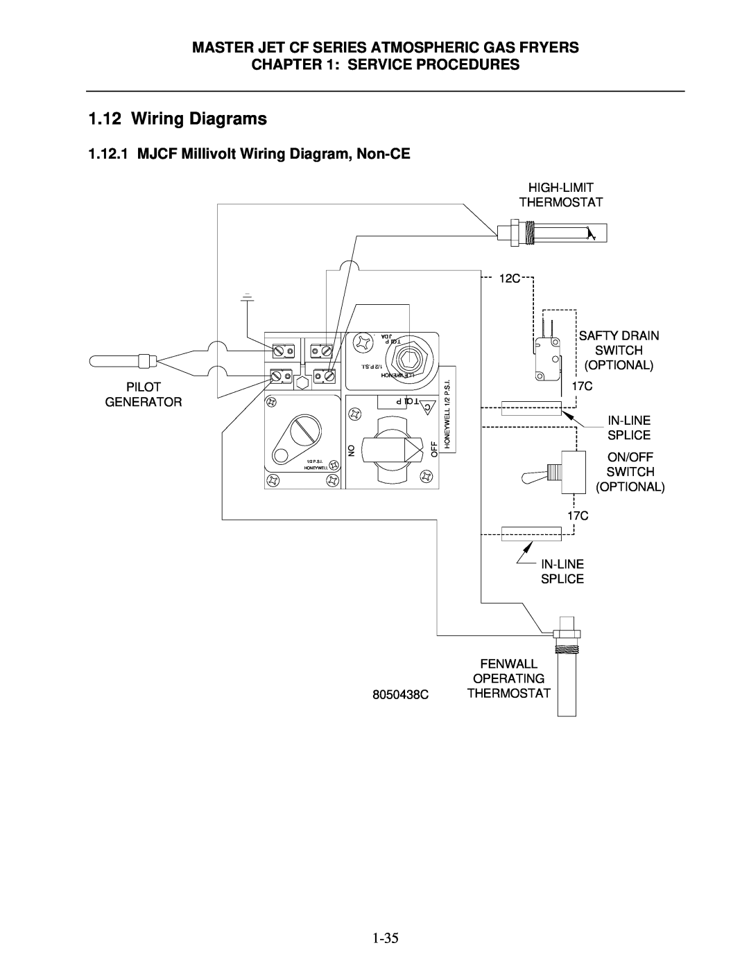 Frymaster Wiring Diagrams, MJCF Millivolt Wiring Diagram, Non-CE, Master Jet Cf Series Atmospheric Gas Fryers, Ad J 