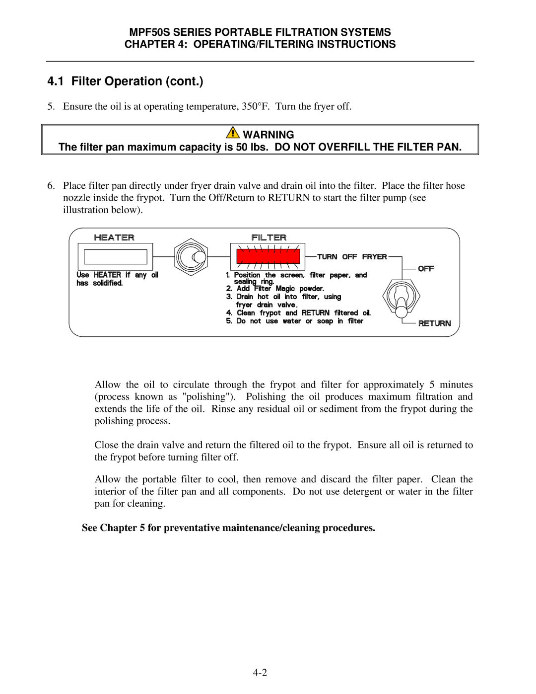 Frymaster MPF50S Series manual See for preventative maintenance/cleaning procedures 