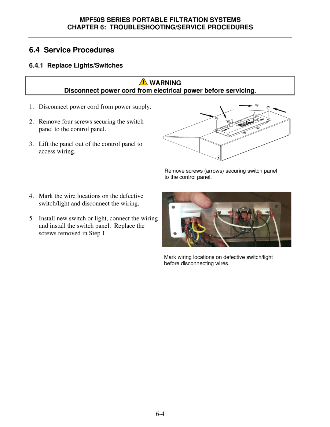 Frymaster MPF50S Series manual Service Procedures 