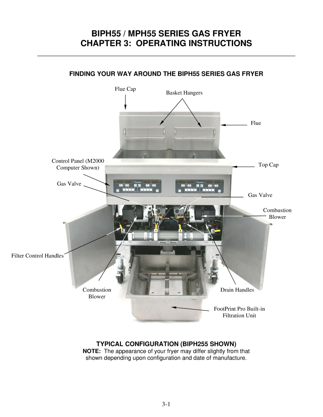 Frymaster BIPH55 / MPH55 Series GAS Fryer Operating Instructions, Finding Your WAY around the BIPH55 Series GAS Fryer 