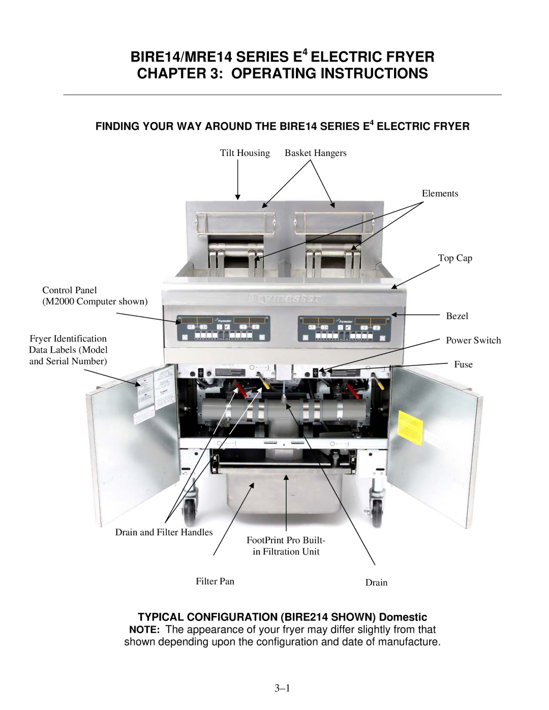 Frymaster warranty BIRE14/MRE14 Series E4 Electric Fryer Operating Instructions 