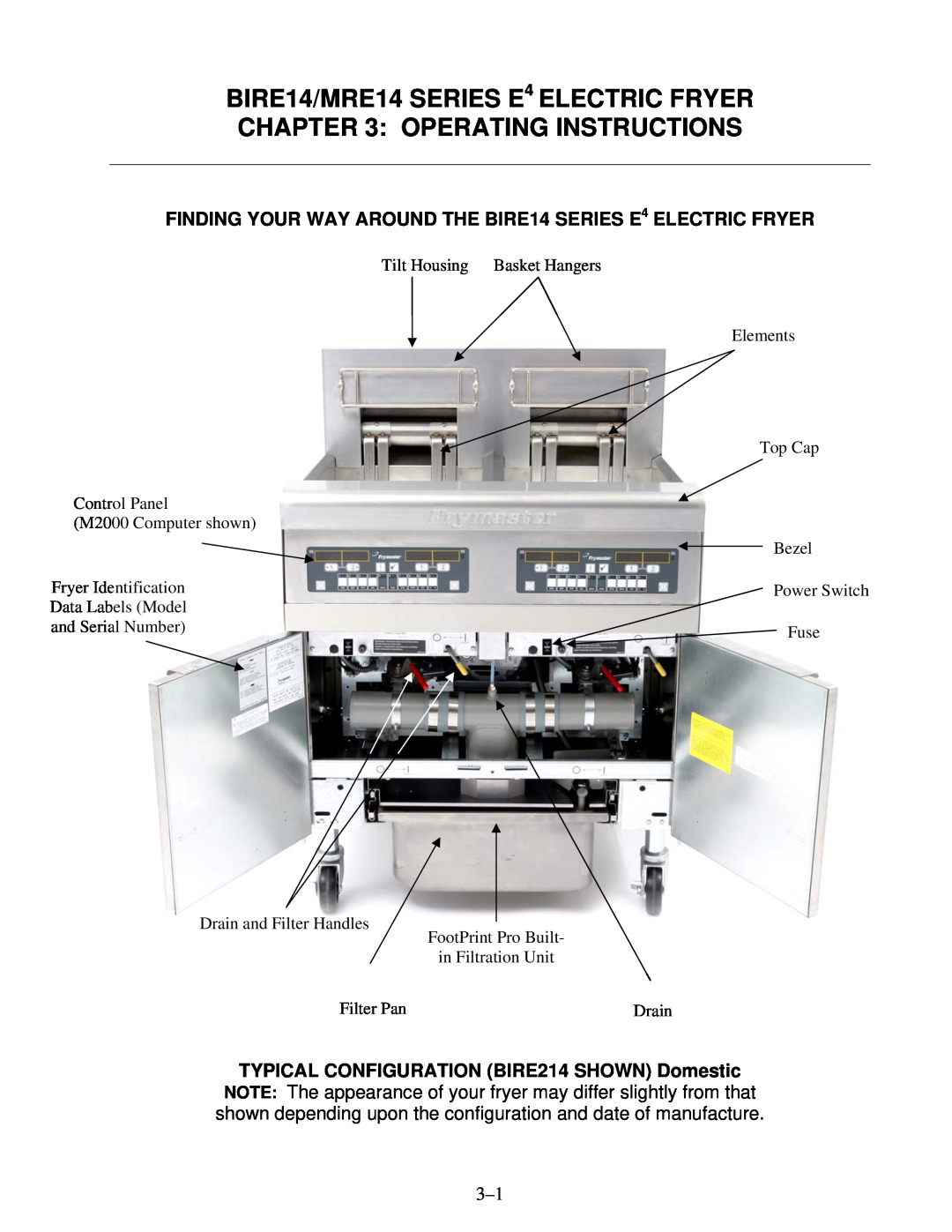 Frymaster warranty Operating Instructions, BIRE14/MRE14 SERIES E4 ELECTRIC FRYER 