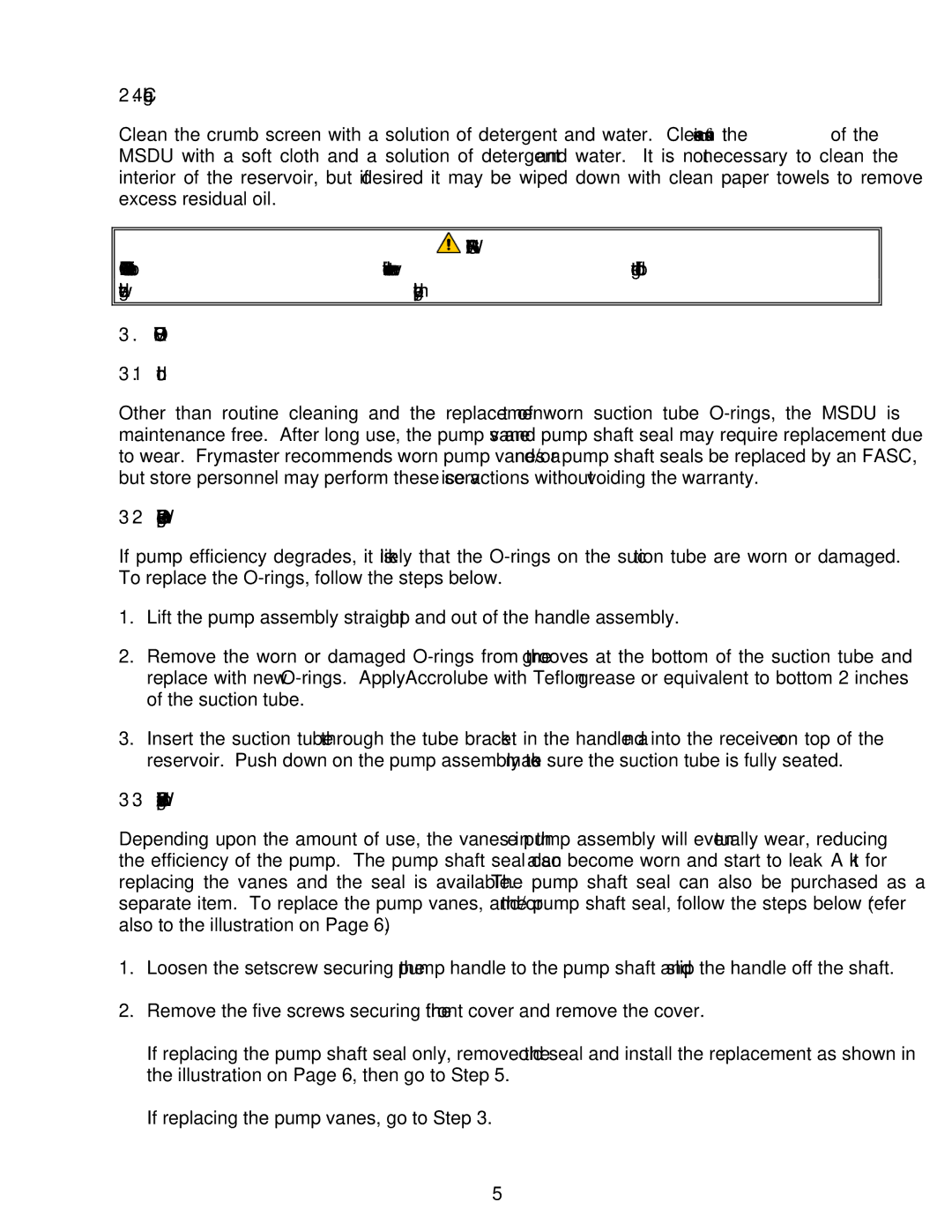 Frymaster MSDU service manual Cleaning, Service Procedures, Introduction, Replacing Worn or Damaged O-Rings 