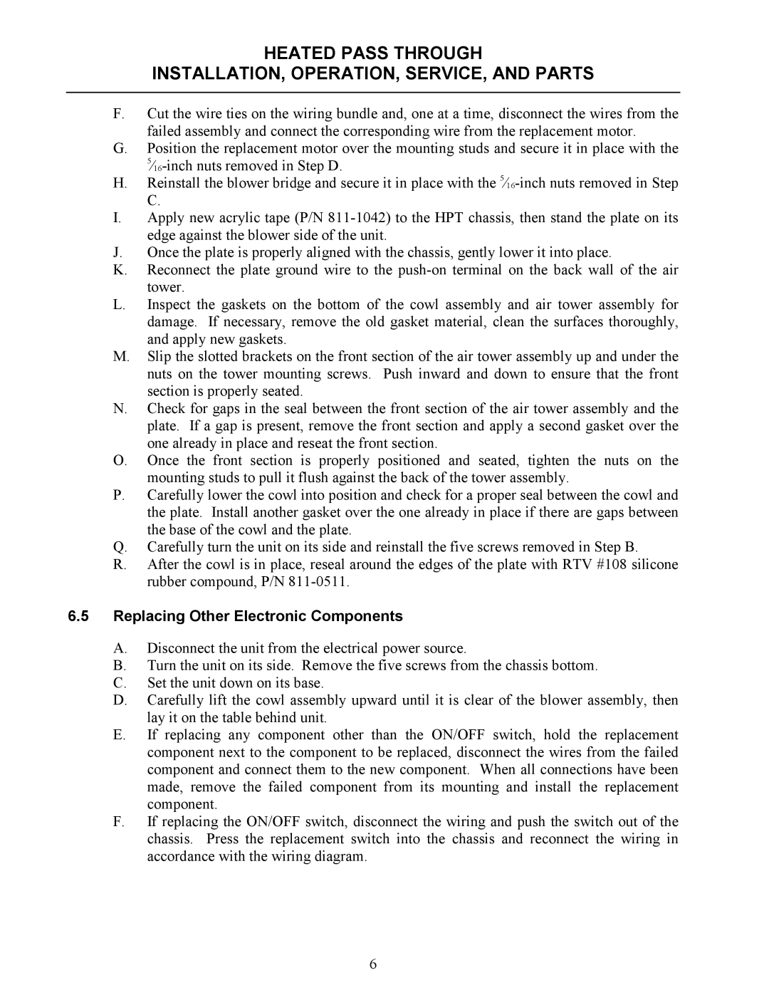 Frymaster none manual Replacing Other Electronic Components 