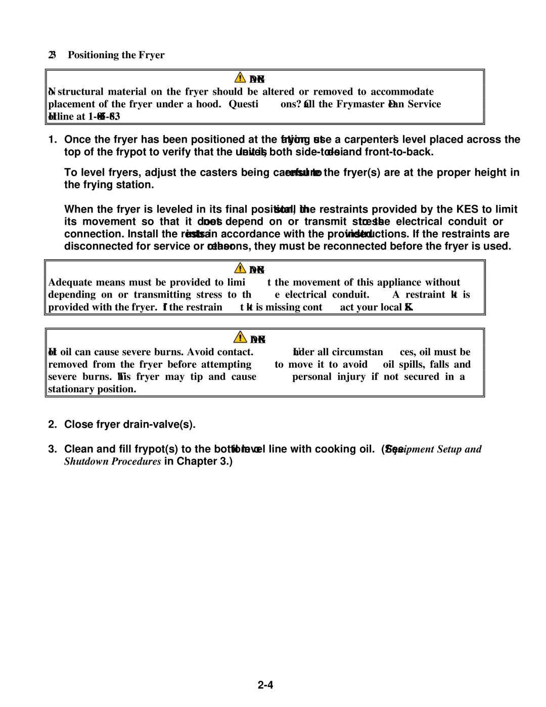 Frymaster OCF30 operation manual 