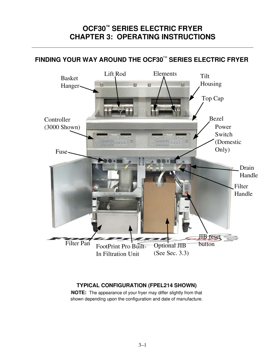 Frymaster OCF30 Series Electric Fryer Operating Instructions, Finding Your WAY around the OCF30 Series Electric Fryer 