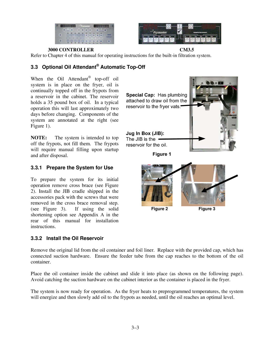 Frymaster OCF30 Optional Oil Attendant Automatic Top-Off, Prepare the System for Use, Install the Oil Reservoir 