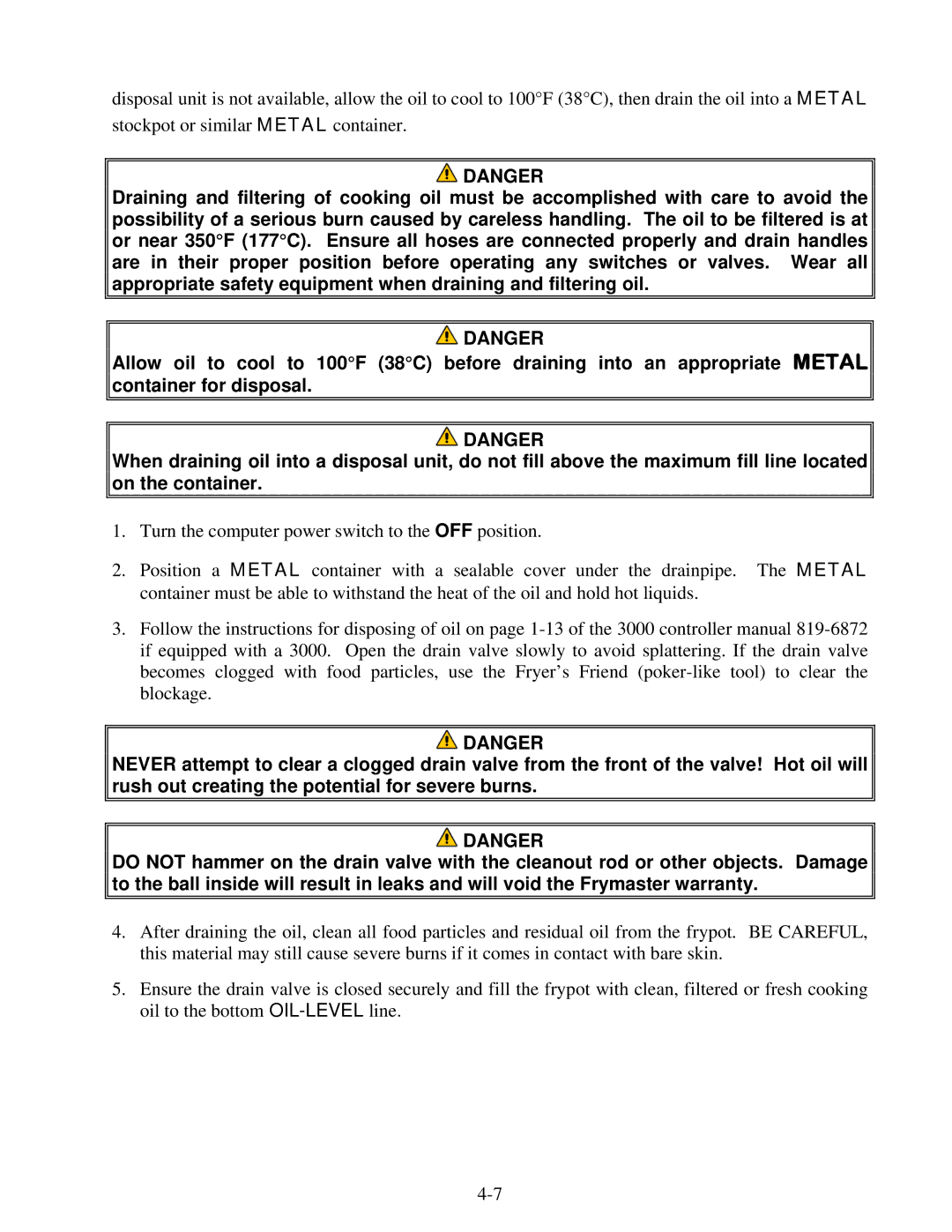 Frymaster OCF30 operation manual 