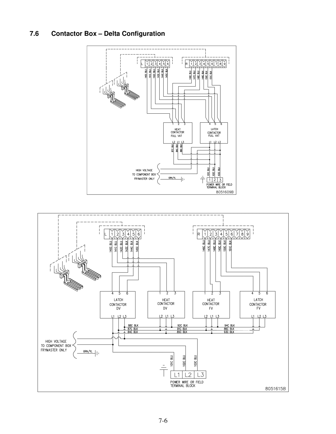 Frymaster OCF30 operation manual Contactor Box Delta Configuration 