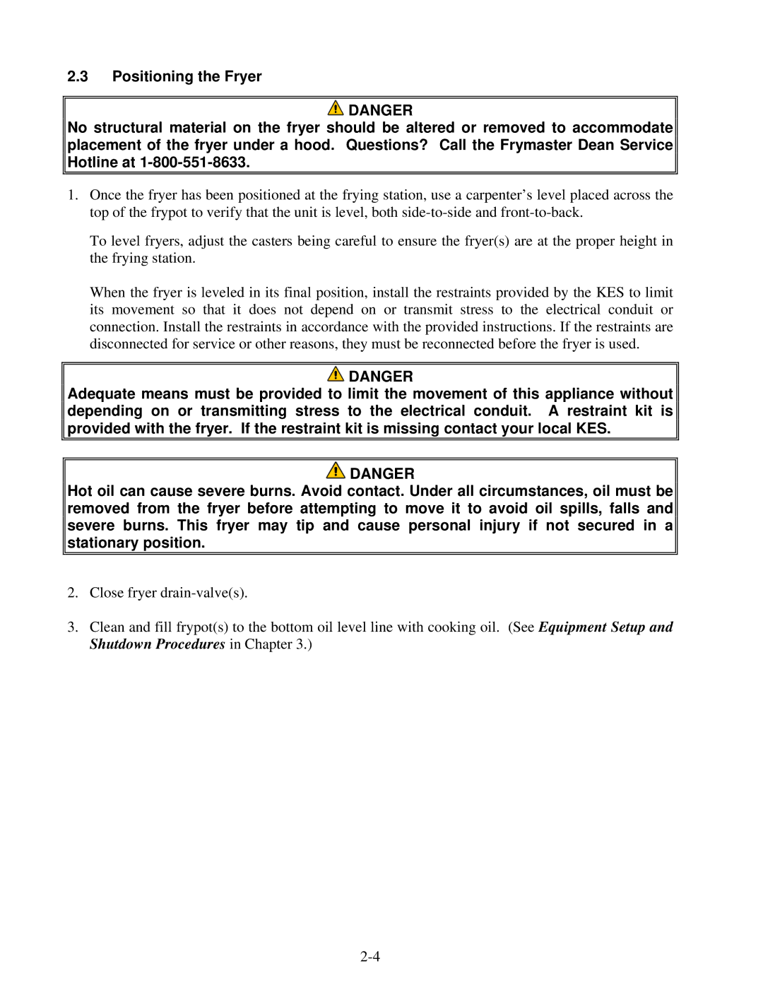 Frymaster OCF30 operation manual 