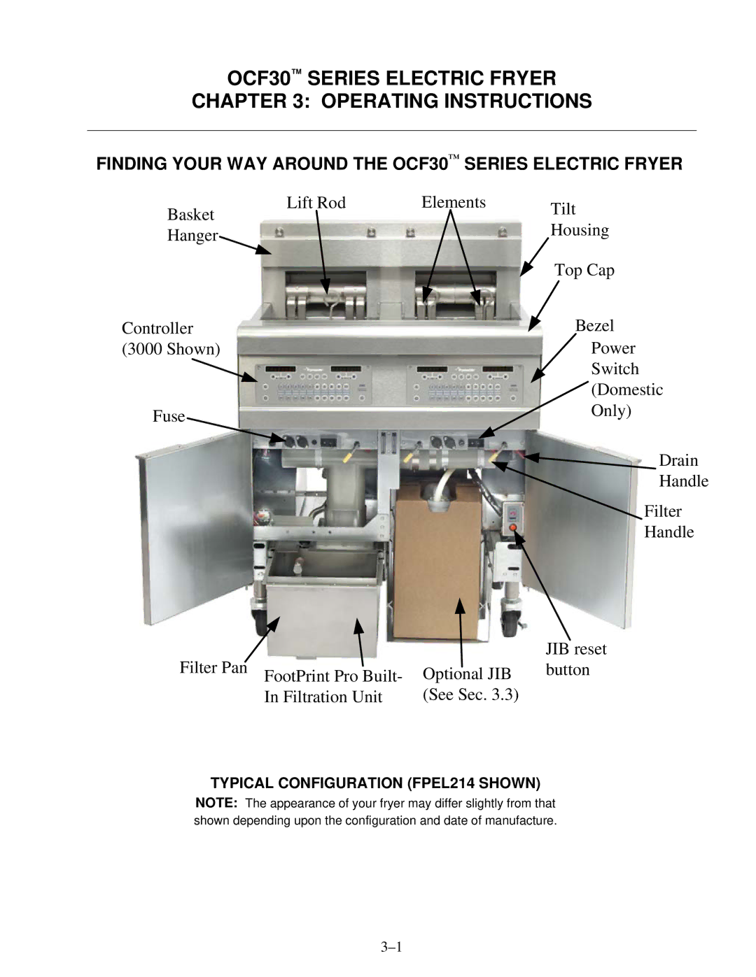 Frymaster OCF30 Series Electric Fryer Operating Instructions, Finding Your WAY around the OCF30 Series Electric Fryer 