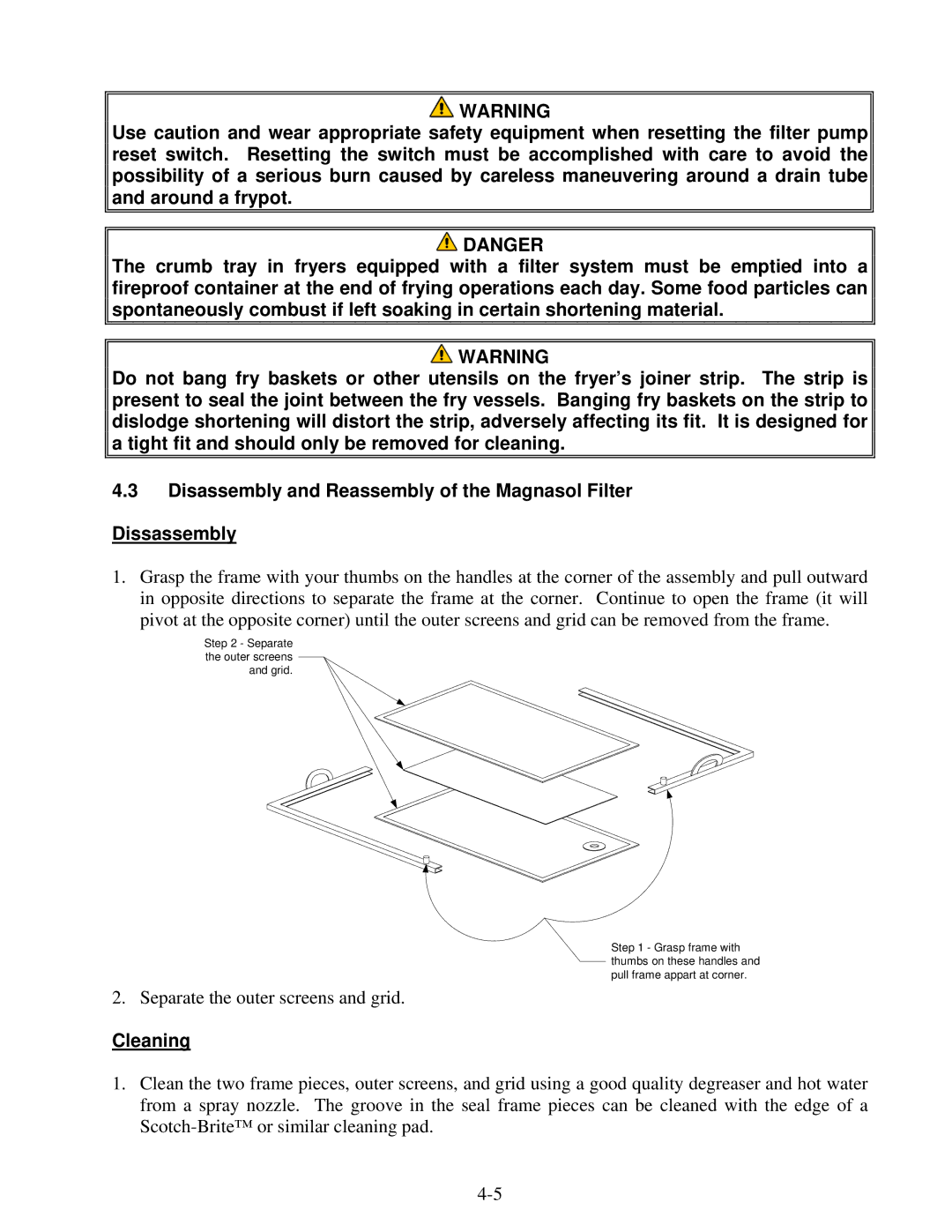 Frymaster OCF30 operation manual Cleaning 