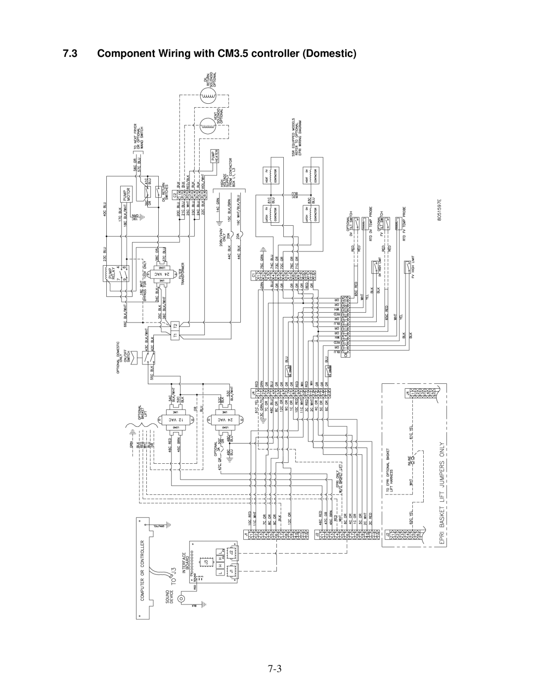 Frymaster OCF30 operation manual Component Wiring with CM3.5 controller Domestic 