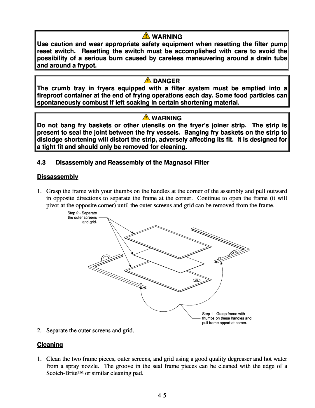 Frymaster OCF30 operation manual Danger 