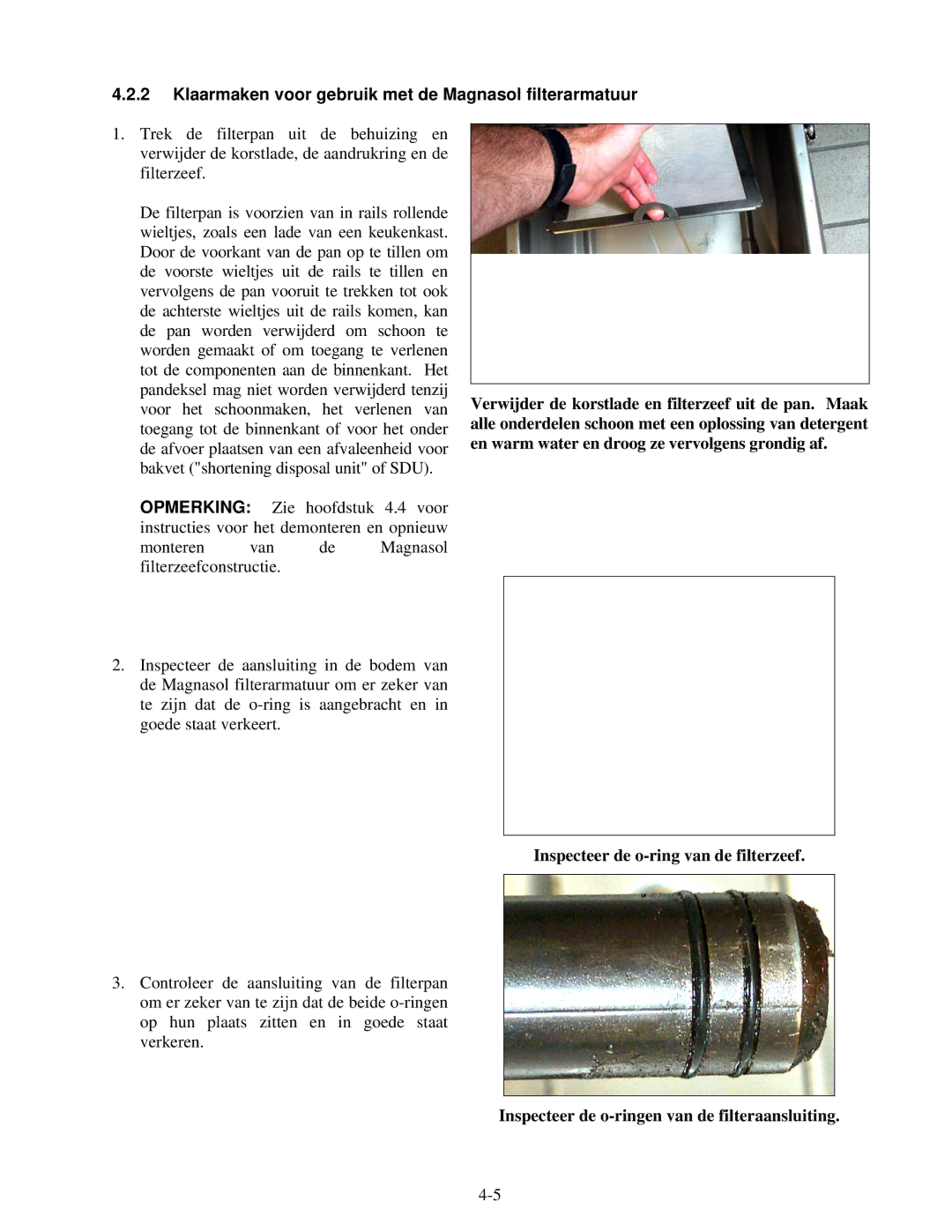 Frymaster Pro Series manual Klaarmaken voor gebruik met de Magnasol filterarmatuur 