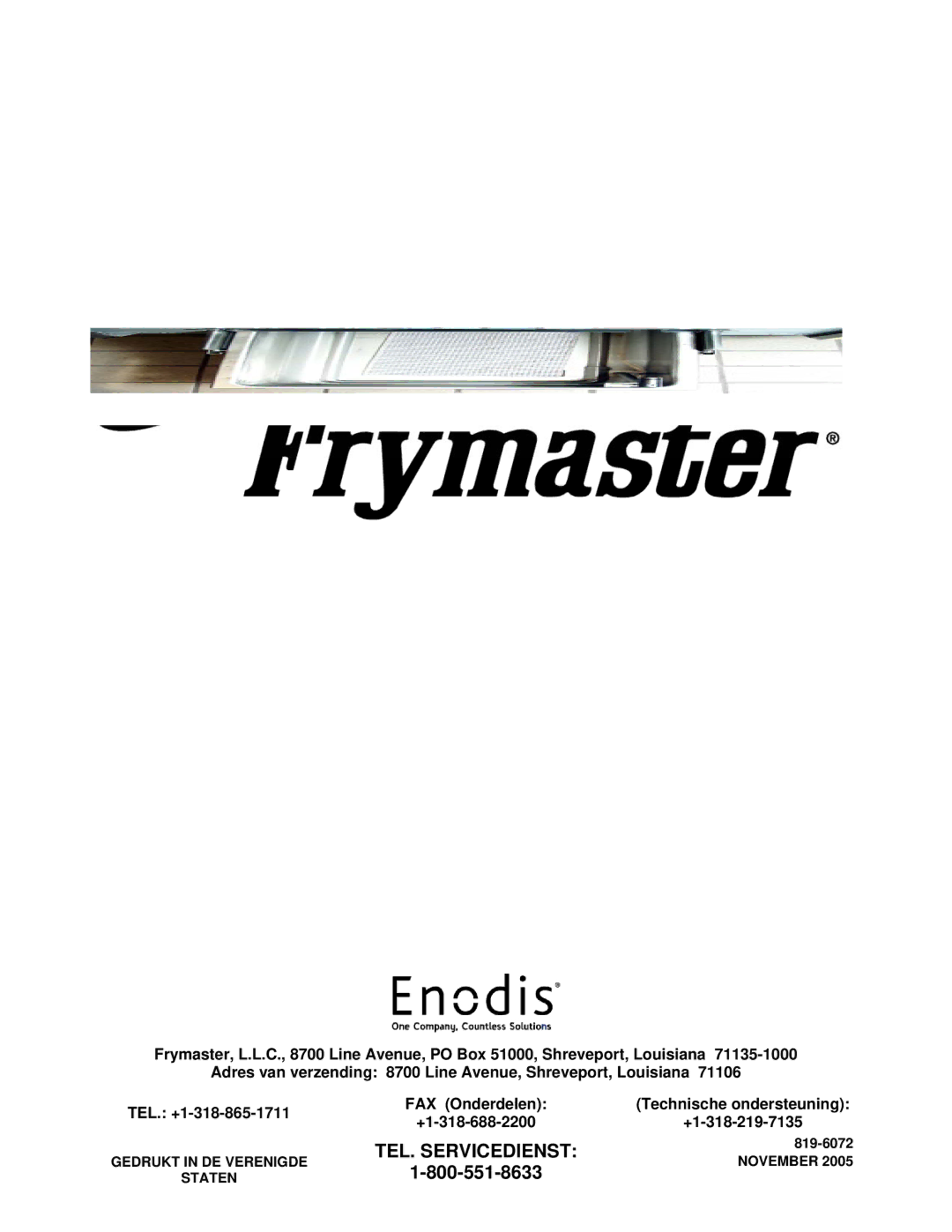 Frymaster Pro Series manual TEL. Servicedienst 