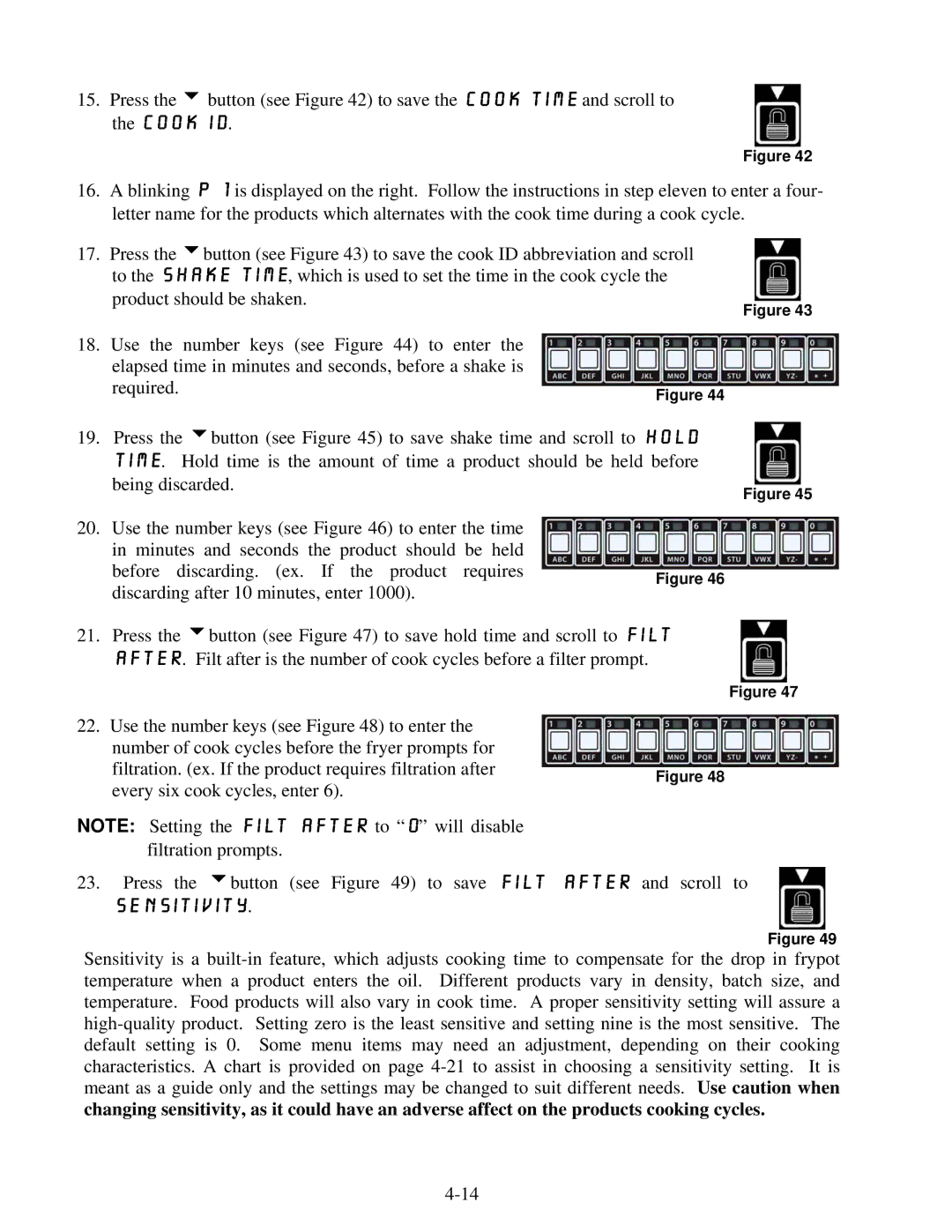 Frymaster Protector Series operation manual Sensitivity 