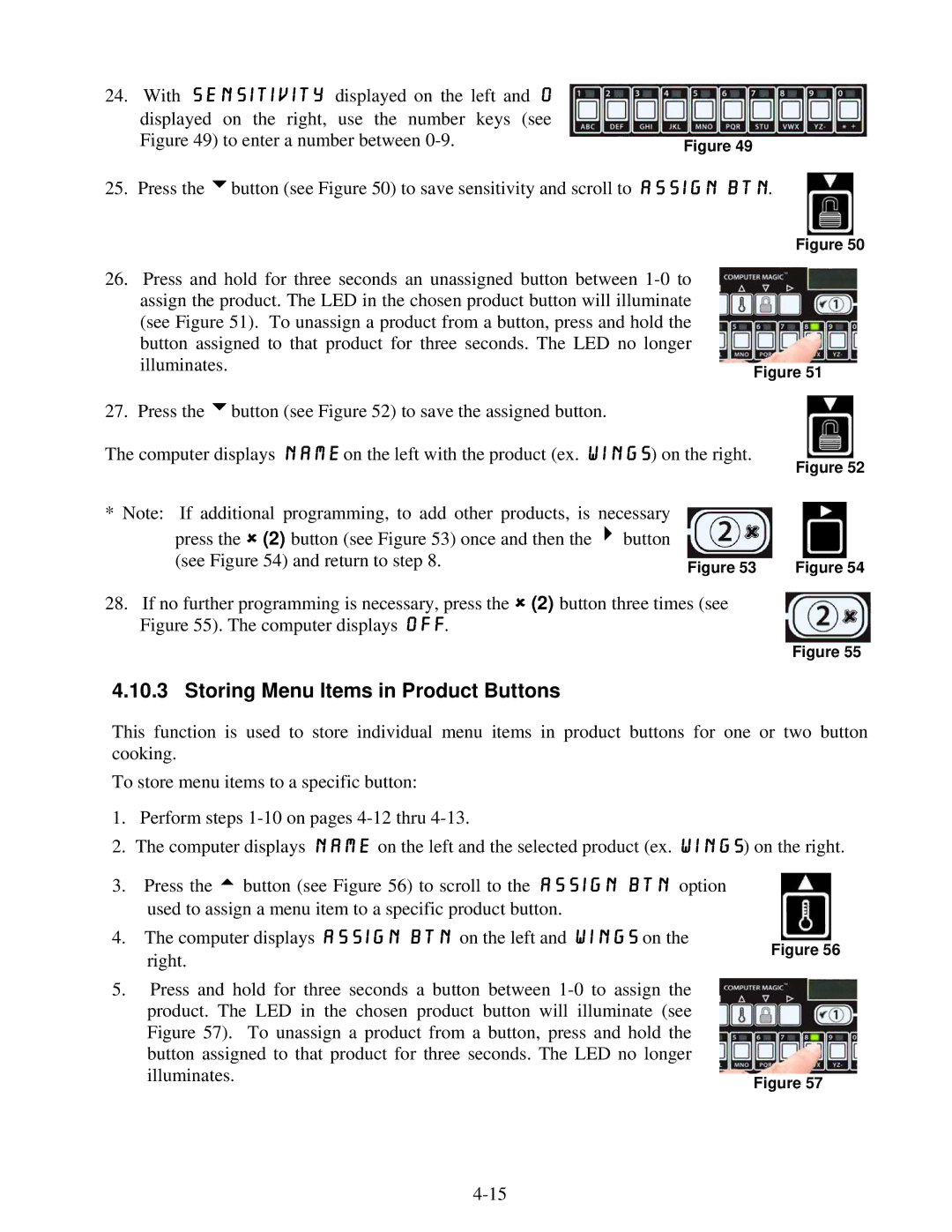 Frymaster Protector Series operation manual Storing Menu Items in Product Buttons 